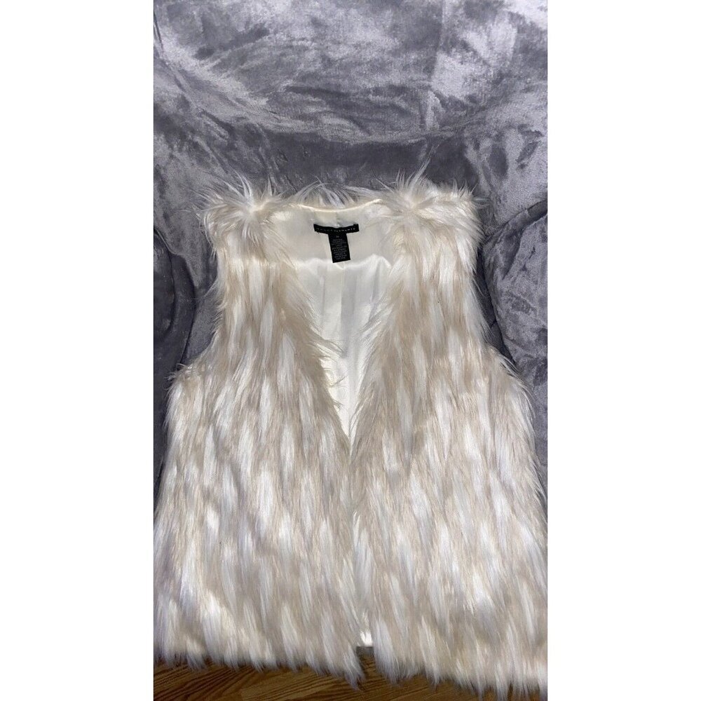 GRACE ELEMENTS Faux Fur VEST Womens Sz M Cream And Beige Blend Casual Work Party - Picture 16 of 16